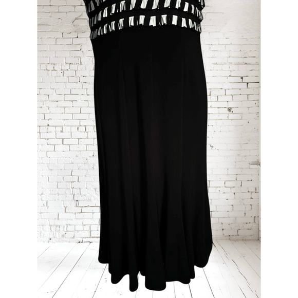 Joseph Ribkoff Dressy Pleated Ruffle Black & White Career Midi Dress Size 12 - Picture 3 of 8